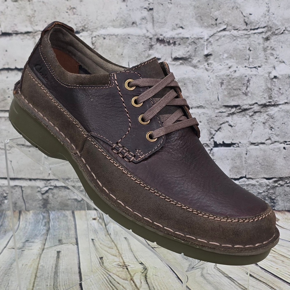Clarks Seely Pace Oxford Shoes Mens 9.5 M Brown Leather Lace Up Casual Comfort
